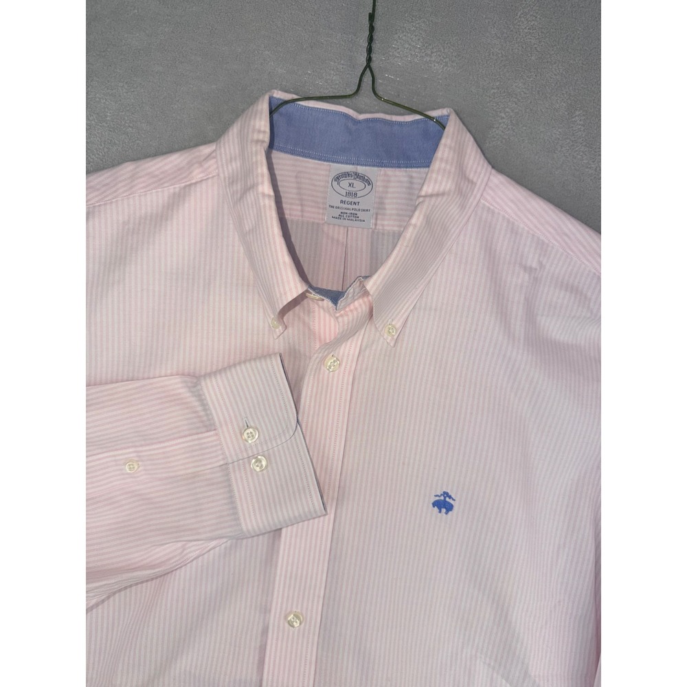 Brooks Brothers Regent XL Pink White Stripe Non-Iron Cotton Button Down Shirt